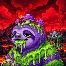 Oozlings #2524, Slime Sloth · Lava Fields
