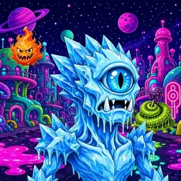 Oozlings #2531, Ice Cyclops · Neon City