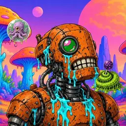 Oozlings #2538, Rusty Robot · Mushroom Desert