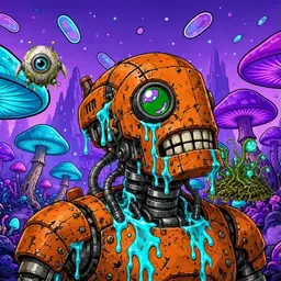 Oozlings #2542, Rusty Robot · Fungus Forest