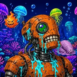 Oozlings #2547, Rusty Robot · Glow Reef