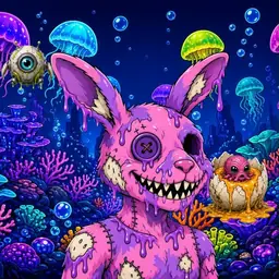 Oozlings #2550, Zombie Bunny · Glow Reef
