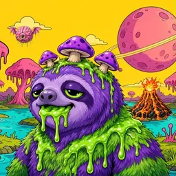 Oozlings #2557, Slime Sloth · Turquoise Swamp