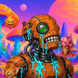 Oozlings #2558, Rusty Robot · Mushroom Desert