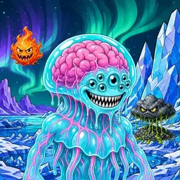 Oozlings #2560, Jellyfish Brain · Aurora Ice