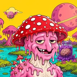 Oozlings #2565, Mushroom Head · Turquoise Swamp