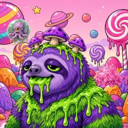 Oozlings #2566, Slime Sloth · Candy Planet