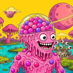 Oozlings #2567, Gumball Brain · Turquoise Swamp
