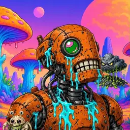 Oozlings #2572, Rusty Robot · Mushroom Desert
