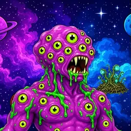 Oozlings #2573, Mutated Eyeball Cluster · Void Nebula