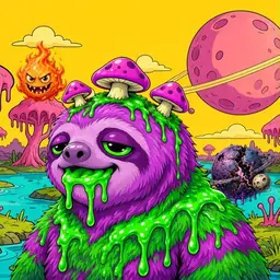 Oozlings #2574, Mutated Slime Sloth · Turquoise Swamp