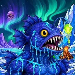 Oozlings #2575, Anglerfish · Aurora Ice