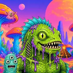 Oozlings #258, Swamp Fish · Mushroom Desert