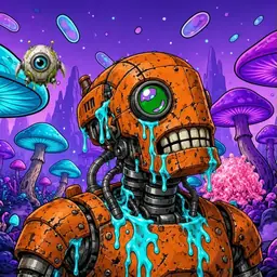 Oozlings #2584, Rusty Robot · Fungus Forest