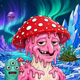 Oozlings #259, Mushroom Head · Aurora Ice
