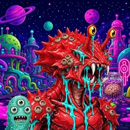 Oozlings #2592, Crab · Neon City