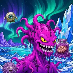 Oozlings #2599, Squid · Aurora Ice