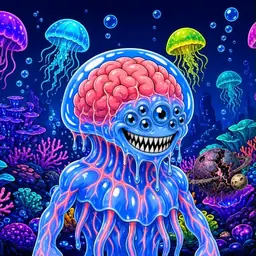 Oozlings #260, Mutated Jellyfish Brain · Glow Reef