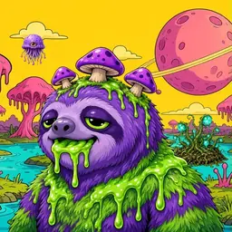 Oozlings #2600, Slime Sloth · Turquoise Swamp
