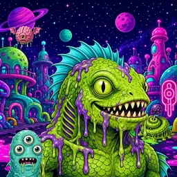 Oozlings #2611, Swamp Fish · Neon City