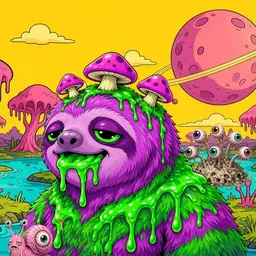 Oozlings #2622, Mutated Slime Sloth · Turquoise Swamp