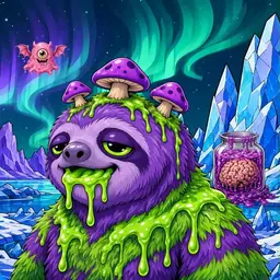 Oozlings #2625, Slime Sloth · Aurora Ice