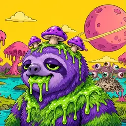 Oozlings #2626, Slime Sloth · Turquoise Swamp
