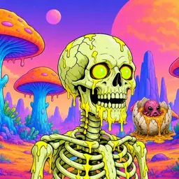 Oozlings #263, Mutated Skull · Mushroom Desert