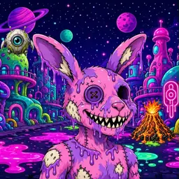 Oozlings #2632, Zombie Bunny · Neon City