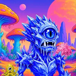 Oozlings #2633, Mutated Ice Cyclops · Mushroom Desert