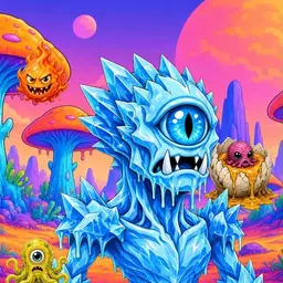 Oozlings #2639, Ice Cyclops · Mushroom Desert