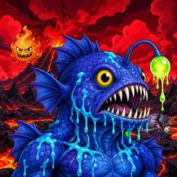 Oozlings #2641, Anglerfish · Lava Fields