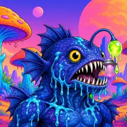 Oozlings #2649, Anglerfish · Mushroom Desert