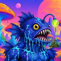 Oozlings #265, Anglerfish · Mushroom Desert