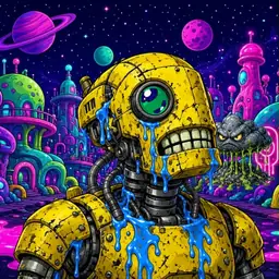 Oozlings #2654, Mutated Rusty Robot · Neon City