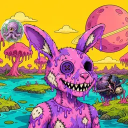 Oozlings #266, Zombie Bunny · Turquoise Swamp