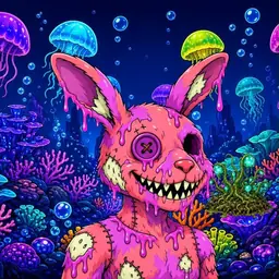 Oozlings #2660, Mutated Zombie Bunny · Glow Reef