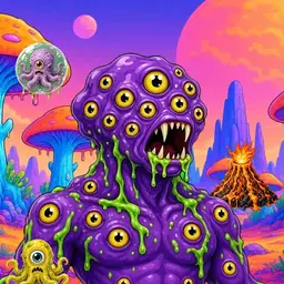 Oozlings #2662, Eyeball Cluster · Mushroom Desert