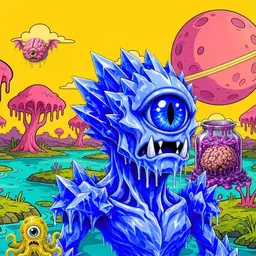 Oozlings #2664, Mutated Ice Cyclops · Turquoise Swamp