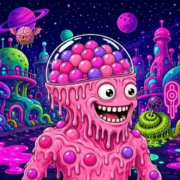 Oozlings #2666, Gumball Brain · Neon City