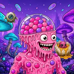 Oozlings #267, Gumball Brain · Fungus Forest