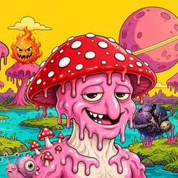 Oozlings #2680, Mushroom Head · Turquoise Swamp