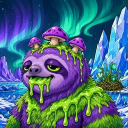 Oozlings #2683, Slime Sloth · Aurora Ice