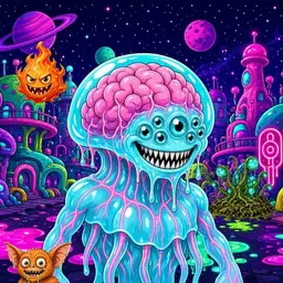 Oozlings #2686, Jellyfish Brain · Neon City