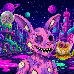 Oozlings #2687, Zombie Bunny · Neon City