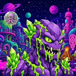 Oozlings #2697, Crystal Rock · Neon City