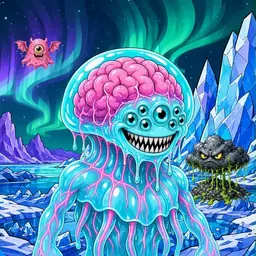 Oozlings #2699, Jellyfish Brain · Aurora Ice