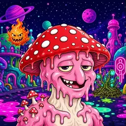 Oozlings #2706, Mushroom Head · Neon City
