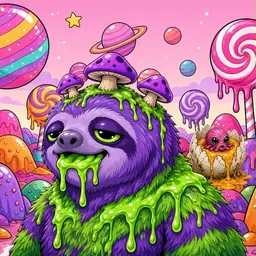 Oozlings #2711, Slime Sloth · Candy Planet
