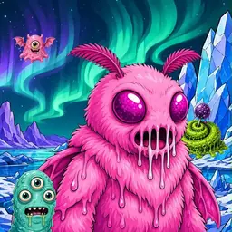 Oozlings #2713, Mutant Moth · Aurora Ice